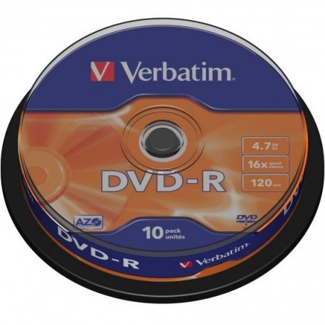 Bobina de 10 DVD-R, Verbatim, 120 minutos, 4.7GB y 16x