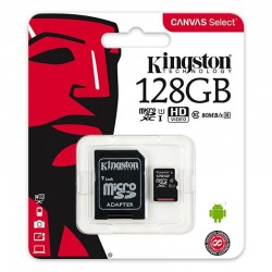 KINGSTON CANVAS SELECT MICROSDXC 128GB CLASS10 UHS-I 80MB/S SDCS/128GB