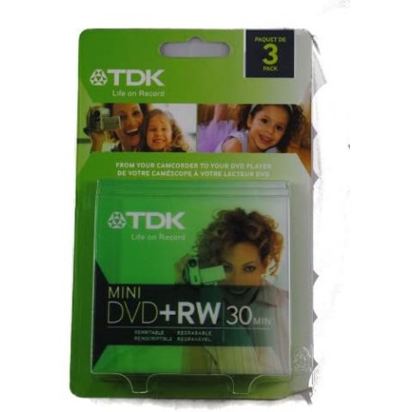 paquete de 5 unid TDK - Discos Mini DVD+RW (30 Minutos, 1,4 GB, Incluye Estuche)