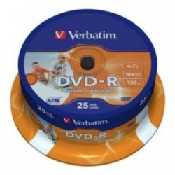 dvd verbatim printable tarrina 25 ud. ( +R,-R )